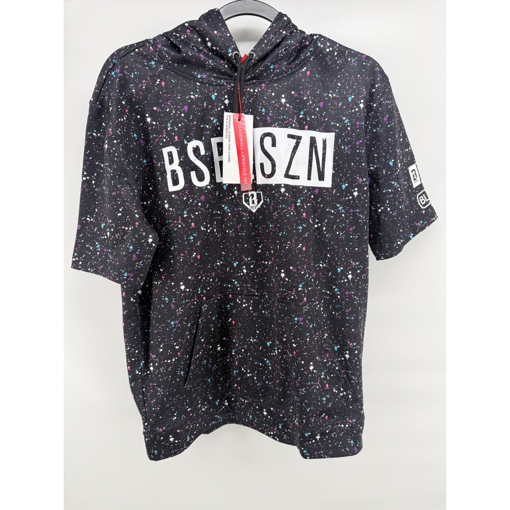 Baseball Lifestyle 101 BSB SZN Paint Splatter Short Sleeve Hoodie Mens Small